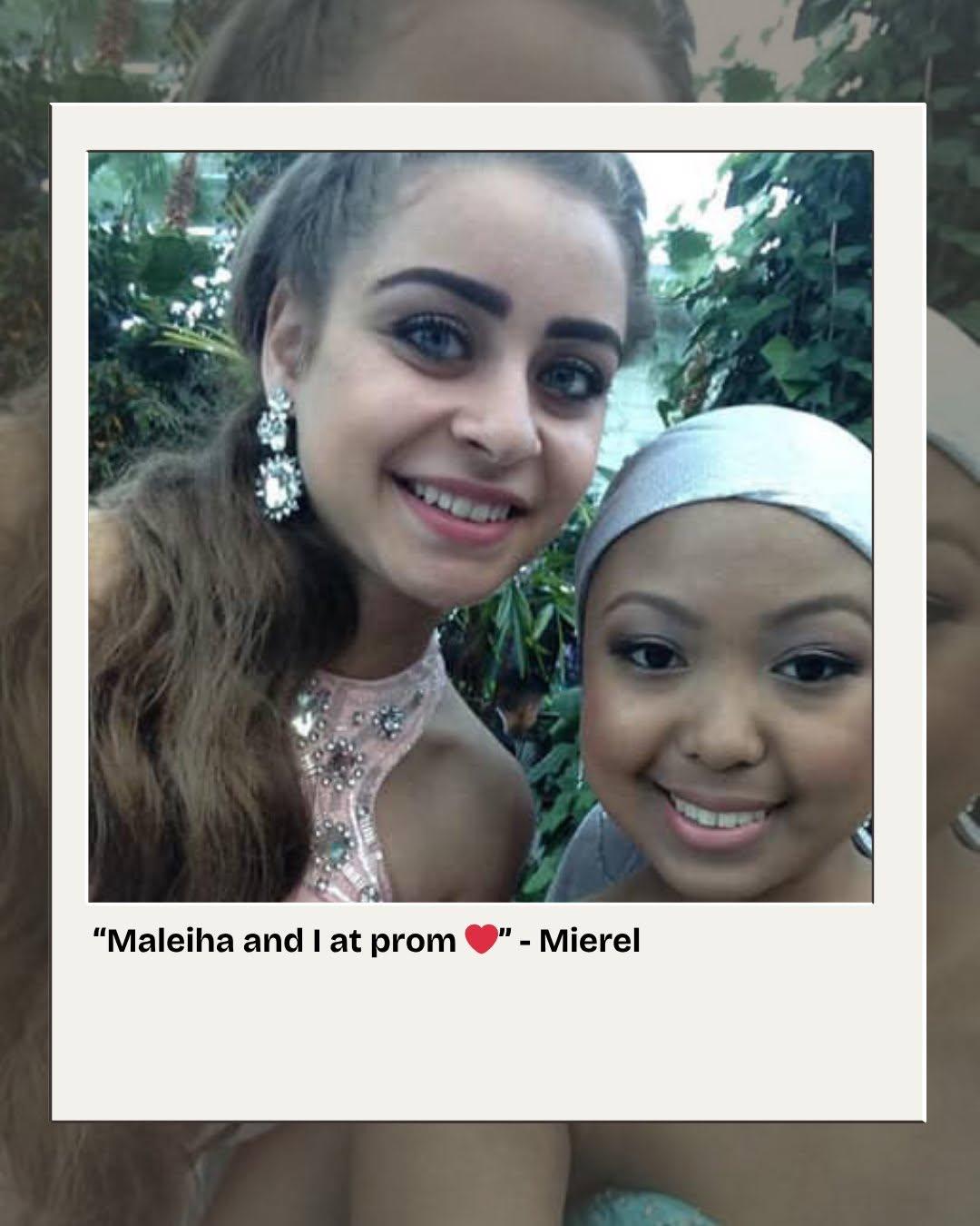 A close selfie of Maleiha and a friend at prom.
